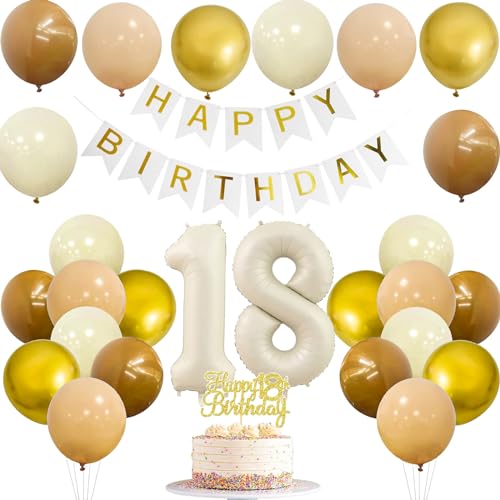 JJJZAMZ Deko 18. Geburtstag Junge Mädchen, 18 Geburtstag Girlande mit Luftballons 18. Geburtstag Tortendeko Beige Braun Gold Party Ballons für Geburtstagsdeko 18 Jahre Geburtstag Party Dekoration JJJZAMZ Deko 18. Geburtstag Junge Mädchen, 18 Geburtstag Girlande mit Luftballons 18. Geburtstag Tortendeko Beige Braun Gold Party Ballons für Geburtstagsdeko 18 Jahre Geburtstag Party Dekoration von JJJZAMZ