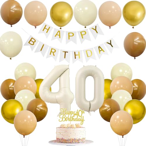 JJJZAMZ Deko 40. Geburtstag Frauen Mann Geburtstagsdeko 40 mit Banner 40 Geburtstag Girlande Zahl 40 Luftballons Geburtstag Beige Braun Gold Party Ballons Tortendeko für 40. Geburtstag Dekoration JJJZAMZ Deko 40. Geburtstag Frauen Mann Geburtstagsdeko 40 mit Banner 40 Geburtstag Girlande Zahl 40 Luftballons Geburtstag Beige Braun Gold Party Ballons Tortendeko für 40. Geburtstag Dekoration von JJJZAMZ