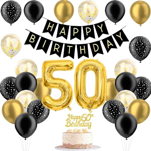 JJJZAMZ Deko 50. Geburtstag Frau Mann Luftballons Geburtstag, 50 Geburtstag Deko Luftballons Schwarz Gold,Gold Zahlen Luftballon 50 Tortendeko Geburtstag und Happy Birthday Girlande JJJZAMZ Deko 50. Geburtstag Frau Mann Luftballons Geburtstag, 50 Geburtstag Deko Luftballons Schwarz Gold,Gold Zahlen Luftballon 50 Tortendeko Geburtstag und Happy Birthday Girlande von JJJZAMZ