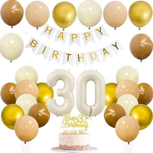 JJJZAMZ Geburtstagsdeko 30 Frau Männer Deko 30. Geburtstag mit Banner 30 Geburtstag Girlande Zahl 30 Luftballons Geburtstag Beige Braun Gold Party Ballons Tortendeko für 30 Geburtstag Dekoration JJJZAMZ Geburtstagsdeko 30 Frau Männer Deko 30. Geburtstag mit Banner 30 Geburtstag Girlande Zahl 30 Luftballons Geburtstag Beige Braun Gold Party Ballons Tortendeko für 30 Geburtstag Dekoration von JJJZAMZ