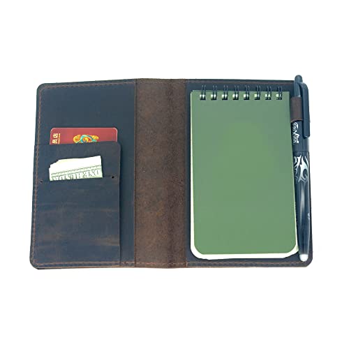 JJNUSA Ledereinband, kompatibel mit Rite in the Rain Spiralnotizbüchern, Used-Look, Echtleder, Einband für gebundene Notizblöcke, 7,6 x 12,7 cm, Dunkelbraun von JJNUSA
