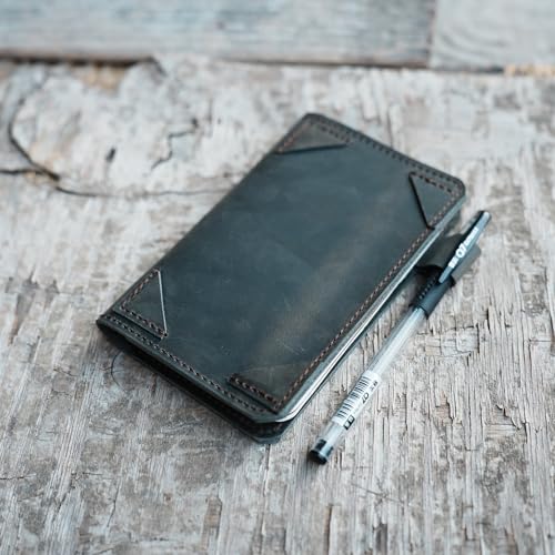 JJNUSA Notizblock aus echtem Leder, für Feldnotizen mit Reisekarteikarten, 7,6 x 12,7 cm, Dunkelbraun von JJNUSA