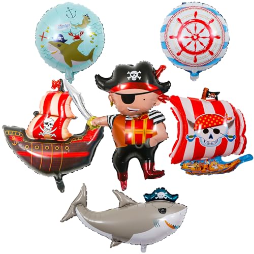 6 Stück Piraten Deko Folienballons Piraten Geburtstag Party Luftballons Piraten Party Dekorationen Nautisches Thema Piratenballons Piratenschiff Hai Ballon Set 6 Stück Piraten Deko Folienballons Piraten Geburtstag Party Luftballons Piraten Party Dekorationen Nautisches Thema Piratenballons Piratenschiff Hai Ballon Set von JJQHYC