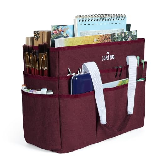 JJRING Bastelorganizer-Tragetasche, Kunstaufbewahrungs-Caddy mit mehreren Fächern, Nähtasche für Kunst, Basteln, Scrapbooking, Medizin und Bürobedarf, Dunkelrot JJRING Bastelorganizer-Tragetasche, Kunstaufbewahrungs-Caddy mit mehreren Fächern, Nähtasche für Kunst, Basteln, Scrapbooking, Medizin und Bürobedarf, Dunkelrot von JJRING