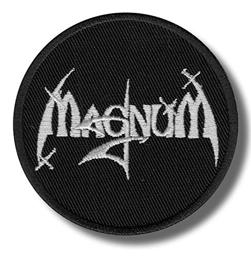 JJTEXTIX Magnum Patch zum Aufbügeln, bestickt, Schwarz, Rund, 8-10 cm, 1 Stück, Aufbügelappliqué, Aufnäher von JJTEXTIX