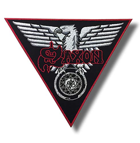 JJTEXTIX Aufnäher, Motiv: Sächsischer Aufnäher, bestickt, zum Aufbügeln, Größe: 8–10 cm, Rund, Kind, Flagge, FABRIC_APPLIQUE_PATCH, Aufbügeln, Garn, Mittel, Heraldisch, Schwarz von JJTEXTIX