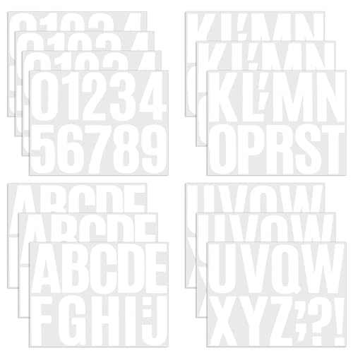 JJUNW 13 Blatt Buchstaben Zahlen Aufkleber 10cm, Große Selbstklebend Alphabet Nummer Aufkleber Buchstaben Wasserfeste Vinyl Sticker für Basteln Schilder Poster Briefkästen Fenster(Weiß) von JJUNW