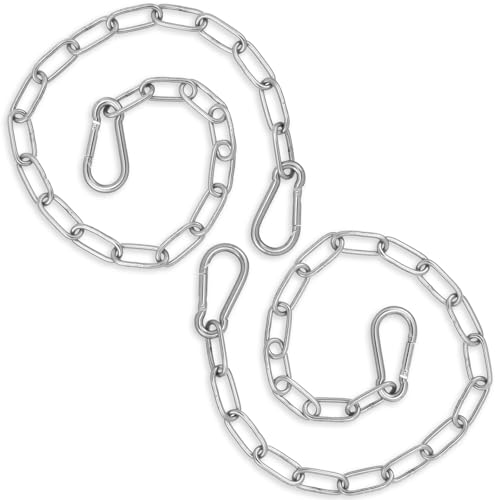 JJUNW 2 Stück Edelstahl Ketten mit Karabiner, 0.5m Kette Edelstahl Stahlkette, Metallkette Gliederkette 3mm Kettenglieder für Zauntore Käfigtore Haustiere Gartentore Vogelkäfig von JJUNW