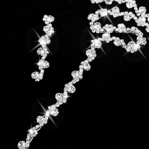JJUNW 2 Yards Silber Strassband, Kristall Strass Besatzkette Glitzerband Strasskette zum Nähen Diamant Borte Band, Glitzer Strass Borte Band für DIY Basteln Blumenstrauß Party Tischdeko JJUNW 2 Yards Silber Strassband, Kristall Strass Besatzkette Glitzerband Strasskette zum Nähen Diamant Borte Band, Glitzer Strass Borte Band für DIY Basteln Blumenstrauß Party Tischdeko von JJUNW