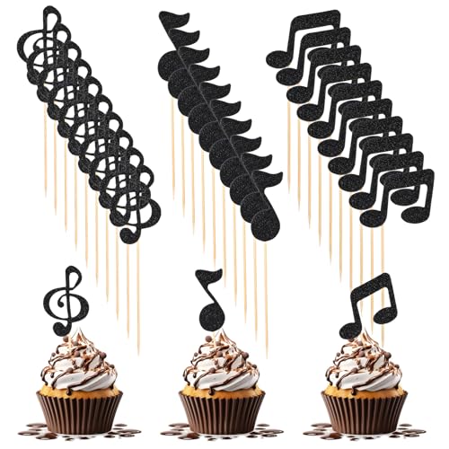 JJUNW 30 Stück Musik Noten Tortendeko, Glitzer Schwarz Kuchen Deko, Musikalische Note Cupcake-Toppers Musik Kuchen Topper Musical Symbol Cupcake Toppers für Singer Geburtstag Party Supplies JJUNW 30 Stück Musik Noten Tortendeko, Glitzer Schwarz Kuchen Deko, Musikalische Note Cupcake-Toppers Musik Kuchen Topper Musical Symbol Cupcake Toppers für Singer Geburtstag Party Supplies von JJUNW