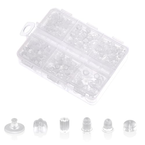 JJUNW 550 Stück Silikon Ohrring Verschluss, 6 Stile Transparent Silikon Ohrring Stopper Weicher Ohrringe Rücken Stopper für Haken Ohrstecker DIY Ohrringe Schmuckherstellung JJUNW 550 Stück Silikon Ohrring Verschluss, 6 Stile Transparent Silikon Ohrring Stopper Weicher Ohrringe Rücken Stopper für Haken Ohrstecker DIY Ohrringe Schmuckherstellung von JJUNW