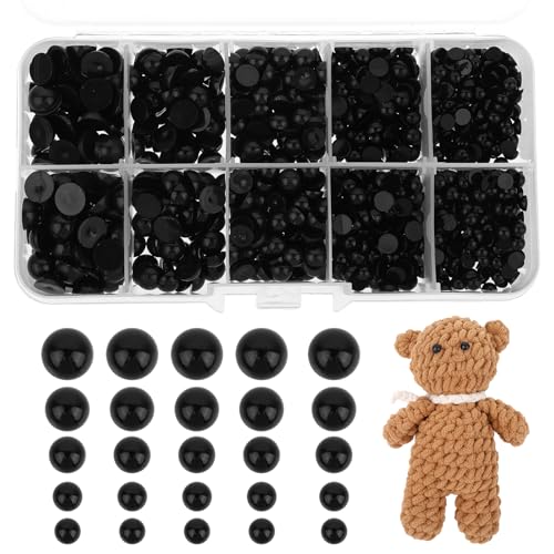 JJUNW Halbperlen Schwarz, 700 Stück Schwarze Perlen mit Flacher Rückseite, 5/6/7/8mm Runde Puppenaugen für Gehäkelte Handarbeit Schmuckherstellung Puppenauge DIY Hochzeitsdeko Haarnagel Zubehör JJUNW Halbperlen Schwarz, 700 Stück Schwarze Perlen mit Flacher Rückseite, 5/6/7/8mm Runde Puppenaugen für Gehäkelte Handarbeit Schmuckherstellung Puppenauge DIY Hochzeitsdeko Haarnagel Zubehör von JJUNW