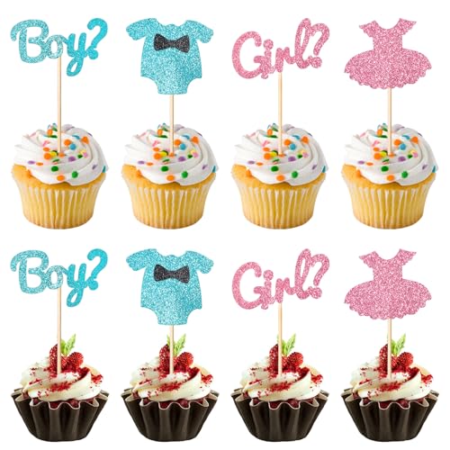 JJUNW 36 Stück Boy or Girl Tortendeko Cake Topper, Junge oder Mädchen Cupcake Toppers Glitzer Gender Reveal Party Deko für Baby Shower Kindergeburtstagtoppers Glitter Blau Rosa JJUNW 36 Stück Boy or Girl Tortendeko Cake Topper, Junge oder Mädchen Cupcake Toppers Glitzer Gender Reveal Party Deko für Baby Shower Kindergeburtstagtoppers Glitter Blau Rosa von JJUNW