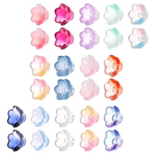 JJUNW Glasblumen-Perlen, Regenbogen-Mix, Trompete, Kristall, lose Glasperlen für DIY-Halsketten, Ohrringe, Armbänder, Basteln, Dekoration, Geschenke, 150 Stück von JJUNW