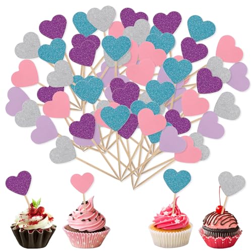 JJUNW Herzen Cupcake Deko, 50 Stück Herz Cupcake Toppers, Glitzer Mehrfarbig Herzen Muffins Deko Hochzeit Herzen Muffin Topper für Jahrestag Braut Party Geburtstag Valentinstag Party Kuchen Deko JJUNW Herzen Cupcake Deko, 50 Stück Herz Cupcake Toppers, Glitzer Mehrfarbig Herzen Muffins Deko Hochzeit Herzen Muffin Topper für Jahrestag Braut Party Geburtstag Valentinstag Party Kuchen Deko von JJUNW