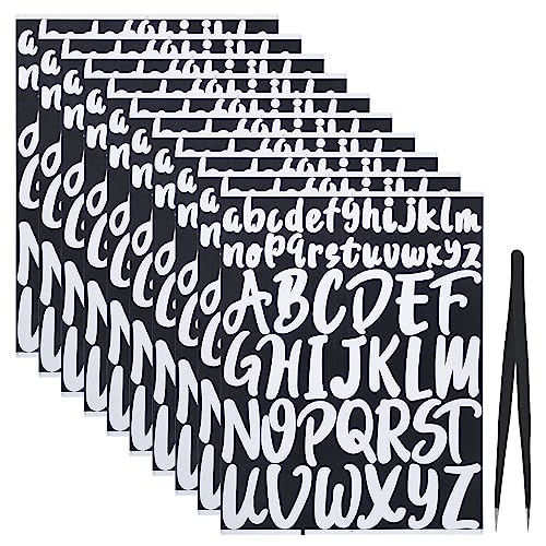 JJWNMLL Buchstaben Aufkleber Selbstklebend Schwarz Klebebuchstaben,10 Blatt Selbstklebende Buchstaben Nummern Sticker zum Aufkleben 1 Zoll 2 Zoll Großbuchstabenaufkleber (weiß,10 pcs) von JJWNMLL