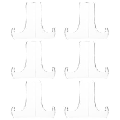 6 Acryl Ständer Tellerständer Kunststoff Aufsteller,Tellerhalter Ständer,Telleraufsteller,transparenter Mini Staffelei Kleine für Kartenaufsteller Münzständer Sammelkarten Ständer Postkartenständer von JJWUYUE
