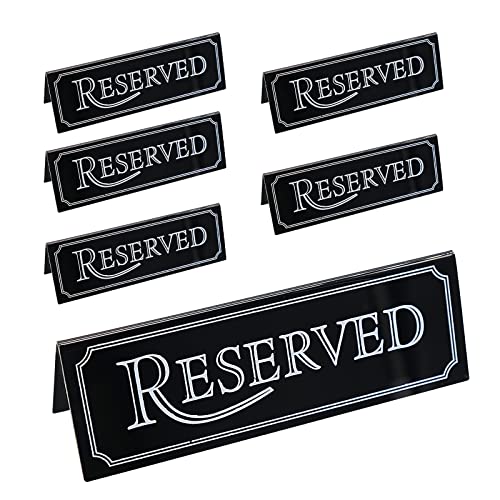 6 Stück Reserviert Tischschild, Schwarz Acryl Reserviert Tischaufsteller, 15 x 5 cm Gastreservierung Info Schild Reserviertaufsteller für Bistro, Gastronomie, Restaurant von JJYHEHOT