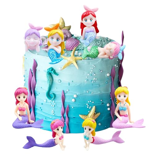 8 Stück Meerjungfrau Geburtstag Tortendeko, Meerjungfrau Thema Kuchen Dekoration 3D Mermaid Tier Cupcake Topper, Kleine Meerjungfrau-Figuren für Mädchen Prinzessin Geburtstagstorte Deko 8 Stück Meerjungfrau Geburtstag Tortendeko, Meerjungfrau Thema Kuchen Dekoration 3D Mermaid Tier Cupcake Topper, Kleine Meerjungfrau-Figuren für Mädchen Prinzessin Geburtstagstorte Deko von JJYHEHOT