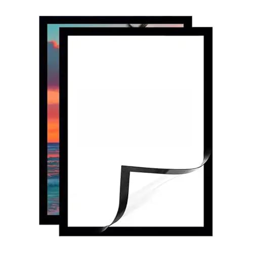 JJYHEHOT 2 Stück Magnetrahmen Info-Rahmen Selbstklebender, Schwarz Diamond Painting Bilderrahmen 30 x 40 cm, Transparent Magnettasche für Wanddekoration zu Hause, Wechseln von Aushängen von JJYHEHOT