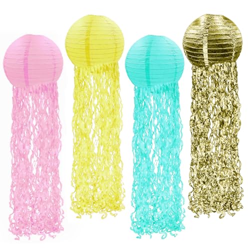 JJYHEHOT 4 Stück Quallen Papierlaternen, Quallenlaterne Papier Latern, Meerjungfrau Geburtstag Deko, Ozean Lampions Lampenschirm, Ozean Thema Party Lieferungen für Kinder Thema Party JJYHEHOT 4 Stück Quallen Papierlaternen, Quallenlaterne Papier Latern, Meerjungfrau Geburtstag Deko, Ozean Lampions Lampenschirm, Ozean Thema Party Lieferungen für Kinder Thema Party von JJYHEHOT