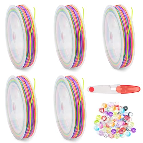 JJZGPP Gummiband für Armbänder Nylonschnur 5 Stück 1mm x 20 m Bunte Elastische Faden Rund Schnur Perlenschnur Regenbogen für DIY Handwerk Schmuckherstellung Halskette JJZGPP Gummiband für Armbänder Nylonschnur 5 Stück 1mm x 20 m Bunte Elastische Faden Rund Schnur Perlenschnur Regenbogen für DIY Handwerk Schmuckherstellung Halskette von JJZGPP