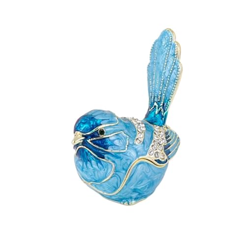 JJaydaily Emaille-Vogel-Schmuckschatulle mit Strasssteinen, kleine dekorative Schmuckschatulle, Geschenk für Frauen, Vintage-Vogelfigur, Aufbewahrungsbox für Ringe, Ohrringe, Halsketten, Geburtstag von JJaydaily
