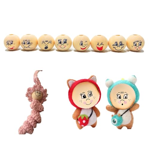 JJianSpiel Holzperlen mit Gesicht 20mm, 80 Stück Holzkugeln mit Gesicht für Sorgenwurm, Holzköpfe mit Gesicht für Schlüsselanhänger Häkeln Engel Handwerk DIY Schmuck JJianSpiel Holzperlen mit Gesicht 20mm, 80 Stück Holzkugeln mit Gesicht für Sorgenwurm, Holzköpfe mit Gesicht für Schlüsselanhänger Häkeln Engel Handwerk DIY Schmuck von JJianSpiel