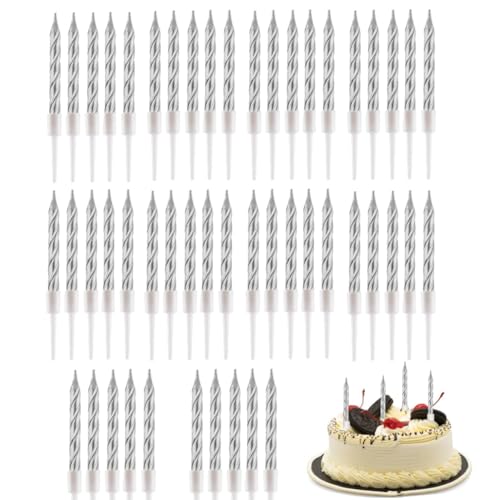JJiaoLinin Geburtstagskerzen Kuchenkerzen mit Halterung Spiral Kuchen Kerzen,50 Stück Spiral Kuchen Kerzen in Metallisch Kuchen Cupcake Kerzen Kurze Dünne Kuchen Kerzen für Torten Dekoration,Silvery JJiaoLinin Geburtstagskerzen Kuchenkerzen mit Halterung Spiral Kuchen Kerzen,50 Stück Spiral Kuchen Kerzen in Metallisch Kuchen Cupcake Kerzen Kurze Dünne Kuchen Kerzen für Torten Dekoration,Silvery von JJiaoLinin
