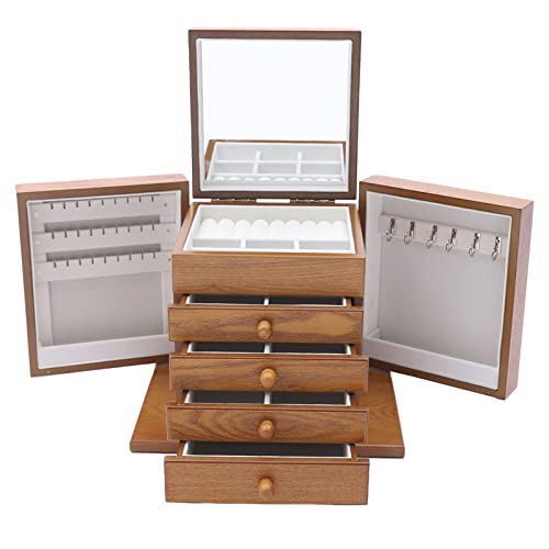 JJsdwin Schmuckkästchen, Groß Holz Schmuckschatulle mit 5 Ebenen, Schmuckkasten aus Holz für Ringen und Uhren, Produktgröße 30x20x25cm JJsdwin Schmuckkästchen, Groß Holz Schmuckschatulle mit 5 Ebenen, Schmuckkasten aus Holz für Ringen und Uhren, Produktgröße 30x20x25cm von JJsdwin