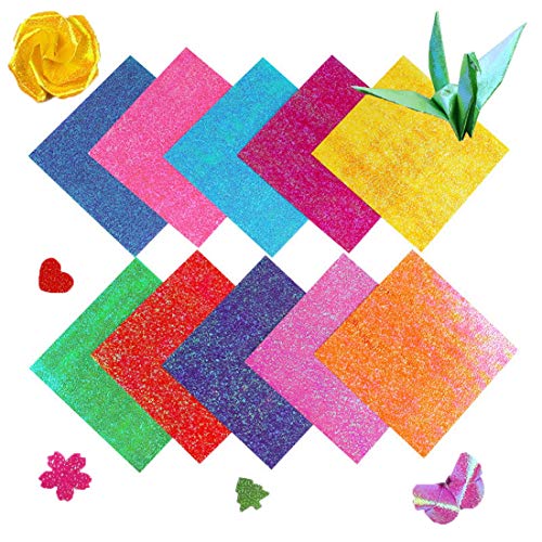JK Home 50 Blatt Origami-Papier, bunt, für Kinder, Basteln, Dekoration, Spielzeug, 7 x 7 cm, 10 Farben von JK Home