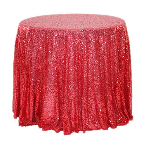 JK Home Pailletten-Tischdecke, Polyester, rund, für Hochzeit, Bankett, Party, Rot, 80 cm von JK Home