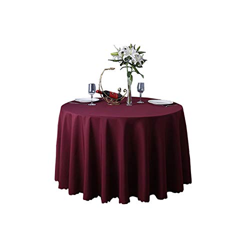 JK Home Runde Tischdecke, Burgunderrot, 280 cm, Tischdecken, Picknick-Tischdecken, aus waschbarem Polyester von JK Home