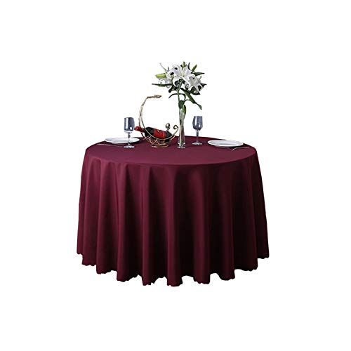 JK Home Tischdecke, rund, Polyester, einfarbig, für Hochzeiten, Banketts, 160 cm, Burgunderrot von JK Home