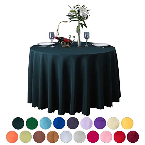 JK Home Tischdecke, rund, Polyester, robust, für Hochzeiten, Banketts, 200 cm, Dunkelgrün von JK Home