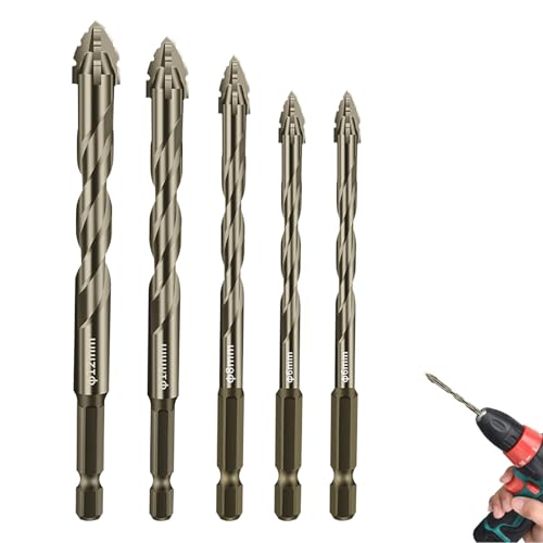JKITNHJOT Sägezahnbohrer Set 5-Teiliger, Exzenterbohrer mit 4 Schneiden, 1/4 Sechskantschaft, 6/6/8/10/12 mm Hochfeste Exzenterbohrer für Glas, Keramik, Holz & Metall JKITNHJOT Sägezahnbohrer Set 5-Teiliger, Exzenterbohrer mit 4 Schneiden, 1/4 Sechskantschaft, 6/6/8/10/12 mm Hochfeste Exzenterbohrer für Glas, Keramik, Holz & Metall von JKITNHJOT