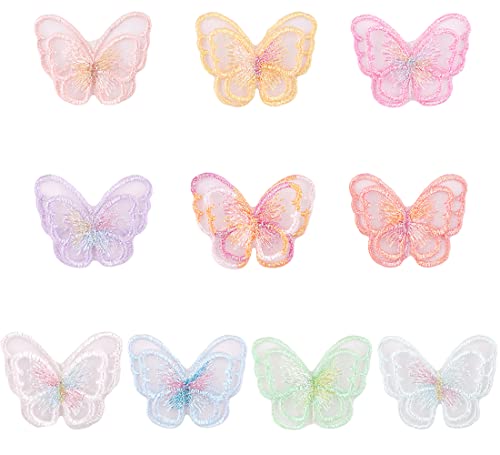JKJF 10 Stück Bunt Doppelschichten Schmetterling Organza Patches Spitze Schmetterling Applikationen Schmetterling Nähen Aufnäher für DIY Handwerk Kleidung Gardine Tischtuch Taschen Schal - 10 Farben JKJF 10 Stück Bunt Doppelschichten Schmetterling Organza Patches Spitze Schmetterling Applikationen Schmetterling Nähen Aufnäher für DIY Handwerk Kleidung Gardine Tischtuch Taschen Schal - 10 Farben von JKJF