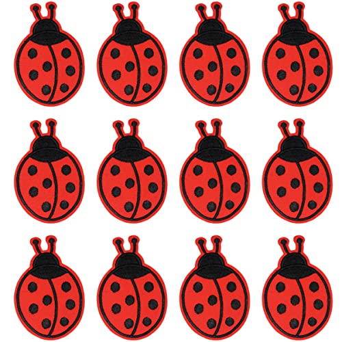 JKJF 12 Stück Marienkäfer Patches Käfer Tier Aufbügeln Bügelbild 7 Sterne Marienkäfer Aufnäher Applikation Kleines Insekt Stickerei Patches für Kleidung Rucksack Schuhe Jacke Jeans Hut Kleid - Rot JKJF 12 Stück Marienkäfer Patches Käfer Tier Aufbügeln Bügelbild 7 Sterne Marienkäfer Aufnäher Applikation Kleines Insekt Stickerei Patches für Kleidung Rucksack Schuhe Jacke Jeans Hut Kleid - Rot von JKJF