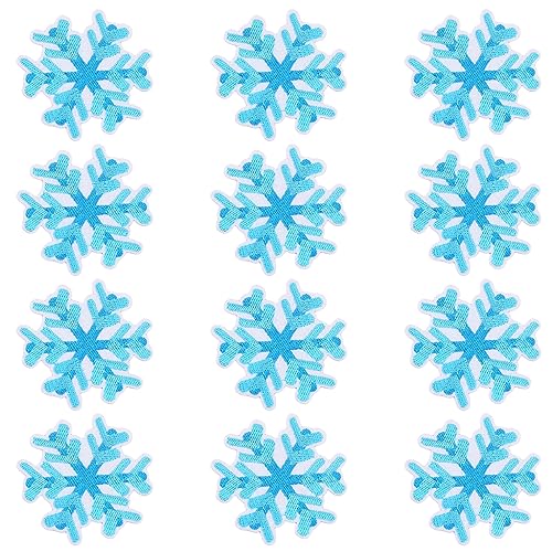 JKJF 12 Stück Schneeflocke Patches Schneeflocke Aufbügeln Bügelbild Schnee Aufnäher Applikation Winter Stickerei Patches für Kleidung Rucksack Schuhe Jacke Jeans Hut Kleid - Blau von JKJF