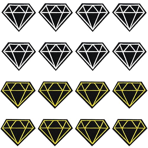 JKJF 16 Stück Diamant Patches Diamanten Aufbügeln Bügelbild Diamant Aufnäher Applikation Edelsteine Stickerei Patches für Kleidung Rucksack Schuhe Jacke Jeans Hut Kleid - Gold Silber von JKJF