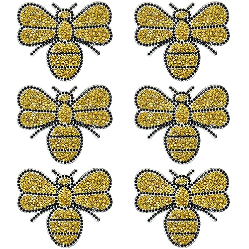 JKJF 6 Stück Biene Strass Patches Glitzer Bienenform Aufnäher Applikation Insekten Strass Aufbügler Bügelbild für Jeans Jacken Taschen Rucksäcke Hüte Schuhe Kleidung Dekoration - Gold JKJF 6 Stück Biene Strass Patches Glitzer Bienenform Aufnäher Applikation Insekten Strass Aufbügler Bügelbild für Jeans Jacken Taschen Rucksäcke Hüte Schuhe Kleidung Dekoration - Gold von JKJF