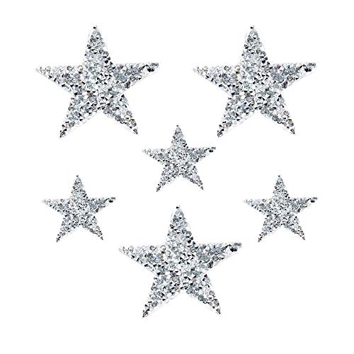 JKJF Fünfzackiger Stern Aufnäher Strass Patches Wärmeübertragung Applique für Kleidung Jeans Jacken Hüte Rucksäcke Schuhe - 6 Stk 4 cm und 6 cm JKJF Fünfzackiger Stern Aufnäher Strass Patches Wärmeübertragung Applique für Kleidung Jeans Jacken Hüte Rucksäcke Schuhe - 6 Stk 4 cm und 6 cm von JKJF
