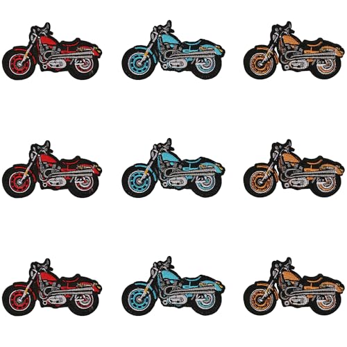 JKJF 9 Stück Motorrad Patches Rennauto Aufbügeln Bügelbild Motorcycle Aufnäher Applikation Stickerei Patches für Kleidung Rucksack Schuhe Jacke Jeans Hut Kleid von JKJF