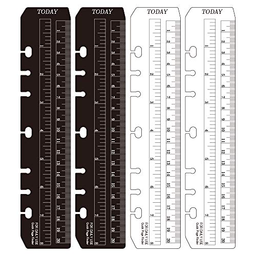 JKJF A5 Lineal Lesezeichen Lineal Kunststoff Seitenmarker Tasche Seiten Finder für A5 Format 6-Loch Binder Notizbuch, 4 Stück klar und Schwarz JKJF A5 Lineal Lesezeichen Lineal Kunststoff Seitenmarker Tasche Seiten Finder für A5 Format 6-Loch Binder Notizbuch, 4 Stück klar und Schwarz von JKJF
