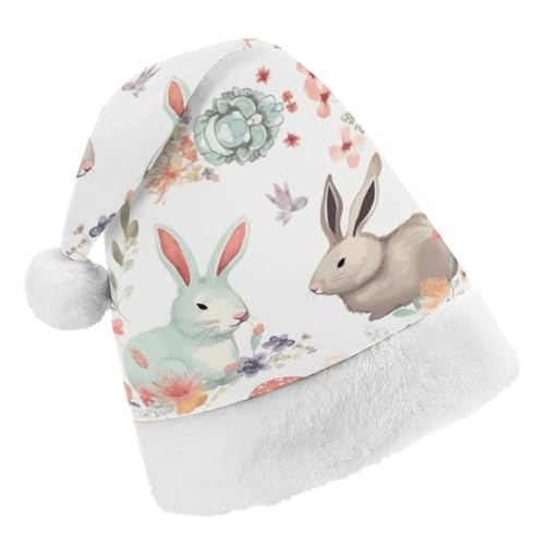 JKLPOMN Weihnachtsmütze für Kinder, weiche und bequeme Weihnachtsmütze, Blumen, Hasen, Vögel, bedruckt, niedlich, verdickt, geeignet für Erwachsene, Männer, Frauen, Weihnachtsfeier, JKLPOMN Weihnachtsmütze für Kinder, weiche und bequeme Weihnachtsmütze, Blumen, Hasen, Vögel, bedruckt, niedlich, verdickt, geeignet für Erwachsene, Männer, Frauen, Weihnachtsfeier, von JKLPOMN