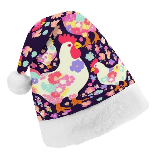 JKLPOMN Weihnachtsmütze für Kinder, weiche und bequeme Weihnachtsmütze, Blumenherz, Huhn, bedruckt, niedlich, verdickt, geeignet für Erwachsene, Männer, Frauen, Weihnachtsfeier, Neujahrsparty-Zubehör JKLPOMN Weihnachtsmütze für Kinder, weiche und bequeme Weihnachtsmütze, Blumenherz, Huhn, bedruckt, niedlich, verdickt, geeignet für Erwachsene, Männer, Frauen, Weihnachtsfeier, Neujahrsparty-Zubehör von JKLPOMN