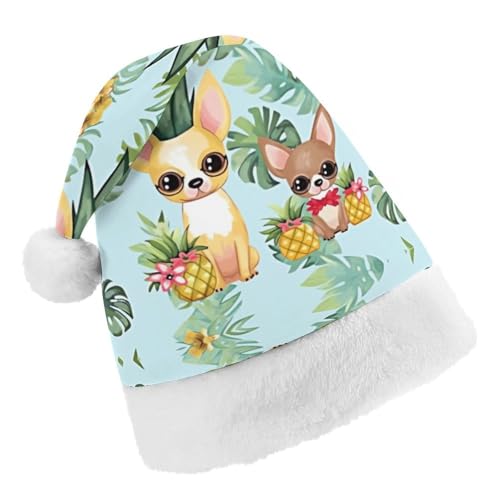 JKLPOMN Weihnachtsmütze für Kinder, weiche und bequeme Weihnachtsmütze, Chihuahua-Hund, Ananas, bedruckt, niedlich, verdickt, geeignet für Erwachsene, Männer, Frauen, Weihnachtsfeier, JKLPOMN Weihnachtsmütze für Kinder, weiche und bequeme Weihnachtsmütze, Chihuahua-Hund, Ananas, bedruckt, niedlich, verdickt, geeignet für Erwachsene, Männer, Frauen, Weihnachtsfeier, von JKLPOMN