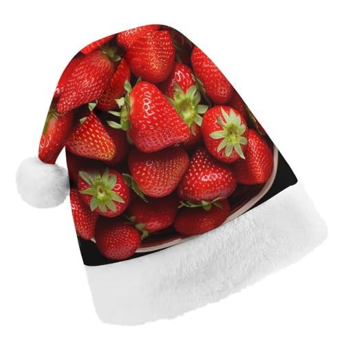 JKLPOMN Weihnachtsmütze für Kinder, weiche und bequeme Weihnachtsmütze, Erdbeeren in Schale, bedruckt, niedlich, verdickt, geeignet für Erwachsene, Männer, Frauen, Weihnachtsfeier, JKLPOMN Weihnachtsmütze für Kinder, weiche und bequeme Weihnachtsmütze, Erdbeeren in Schale, bedruckt, niedlich, verdickt, geeignet für Erwachsene, Männer, Frauen, Weihnachtsfeier, von JKLPOMN