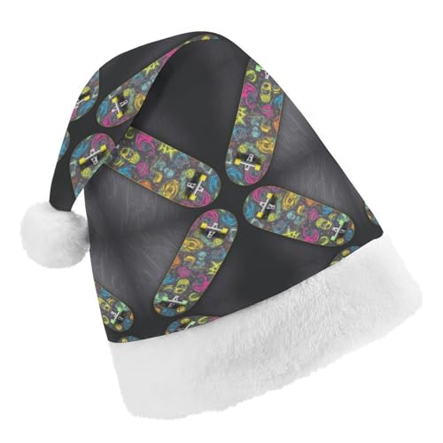 JKLPOMN Weihnachtsmütze für Kinder, weiche und bequeme Weihnachtsmütze, Graffiti-Skateboard, bedruckt, niedlich, verdickt, geeignet für Erwachsene, Männer, Frauen, Weihnachtsfeier, JKLPOMN Weihnachtsmütze für Kinder, weiche und bequeme Weihnachtsmütze, Graffiti-Skateboard, bedruckt, niedlich, verdickt, geeignet für Erwachsene, Männer, Frauen, Weihnachtsfeier, von JKLPOMN