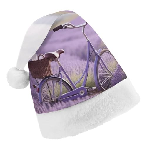 JKLPOMN Weihnachtsmütze für Kinder, weiche und bequeme Weihnachtsmütze, Lavendelfeld-Fahrrad, bedruckt, niedlich, verdickt, geeignet für Erwachsene, Männer, Frauen, Weihnachtsfeier, JKLPOMN Weihnachtsmütze für Kinder, weiche und bequeme Weihnachtsmütze, Lavendelfeld-Fahrrad, bedruckt, niedlich, verdickt, geeignet für Erwachsene, Männer, Frauen, Weihnachtsfeier, von JKLPOMN
